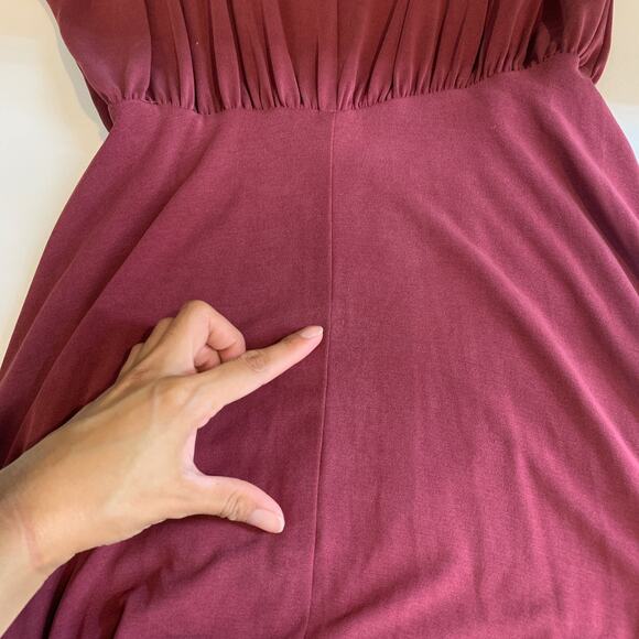 Moulinette Soeurs Dress Womens 2XSP Petite Wine Ruched Boat Neck Bodycon Blouson - Picture 8 of 13